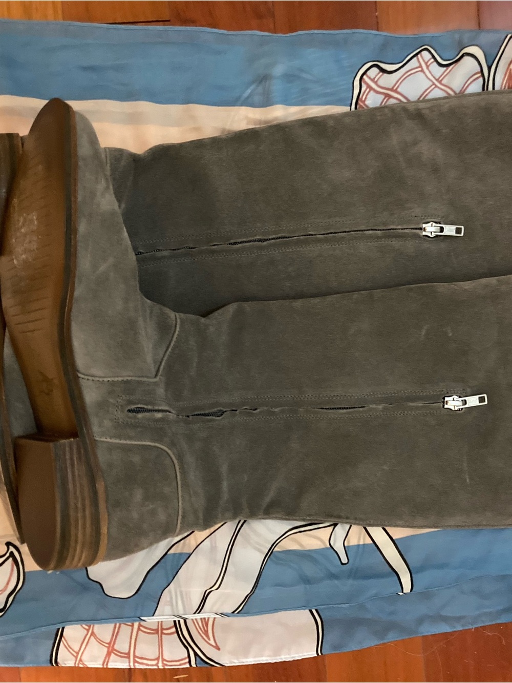 UGG Women Gray Suede Zip-Detail Knee Boots